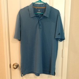 Adidas Golf Men's Large Blue and White striped Polo shirt. Excellent condition!